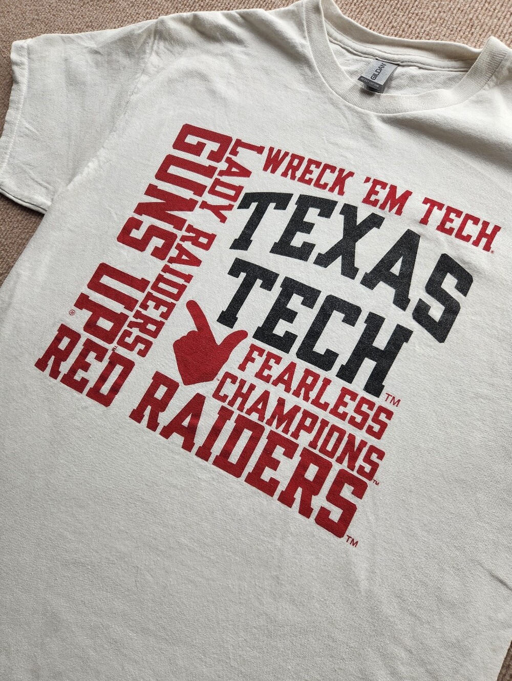 Gildan Texas Tech Guns Up Lady Red Raiders NCAA White Red Black T-Shirt Size M